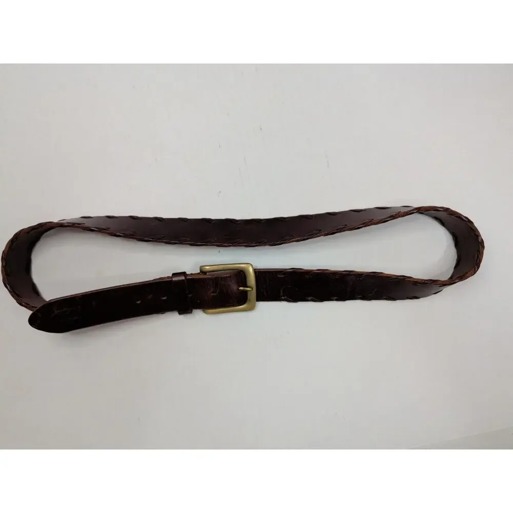 Polo Ralph Lauren Dark Brown Argentinian Leather Belt Whipstitch Edge 46